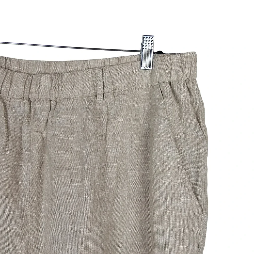 Quince Women's XL Natural 100% Linen Wide Leg Elastic Waist Pants JDAVN01